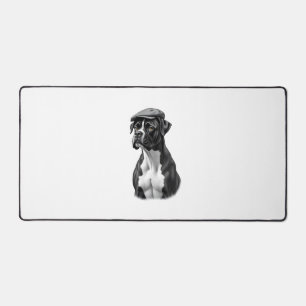 Vintage Boxer Hond in Pet Monochroom Grafisch Illu Bureaumat