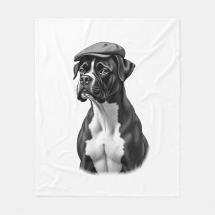 Vintage Boxer Hond in Pet Monochroom Grafisch Illu Fleece Deken