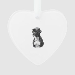 Vintage Boxer Hond in Pet Monochroom Grafisch Illu Ornament