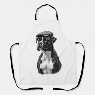 Vintage Boxer Hond in Pet Monochroom Grafisch Illu Schort