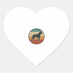 Vintage Boxer Hond Zonsondergang Gravure Vector De Hart Sticker