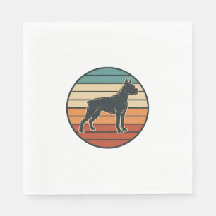 Vintage Boxer Hond Zonsondergang Gravure Vector De Servet