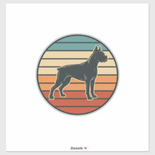 Vintage Boxer Hond Zonsondergang Gravure Vector De Sticker