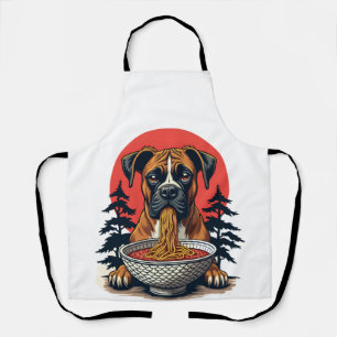 Vintage Boxerhond Eet Ramen Japanse Zonsondergang  Schort