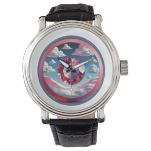 Vintage bracelet en cuir noir Montre Homme"
