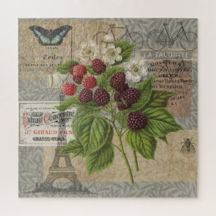Vintage Bramen Franse Ephemera Kunst Collage Legpuzzel