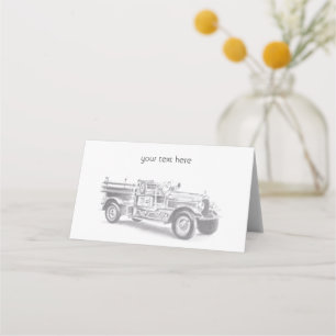 vintage brandweerauto potloodschets brandvman teke