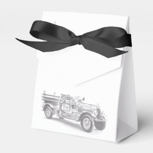 vintage brandweerauto potloodschets brandvman teke bedankdoosjes