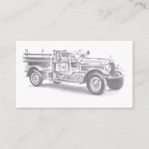 vintage brandweerauto potloodschets brandvman teke klantenkaartje