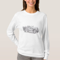 vintage brandweerauto potloodschets brandvman teke