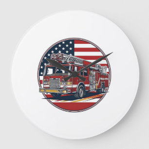 Vintage brandweervoertuig Amerikaanse vlag cirkel Grote Klok