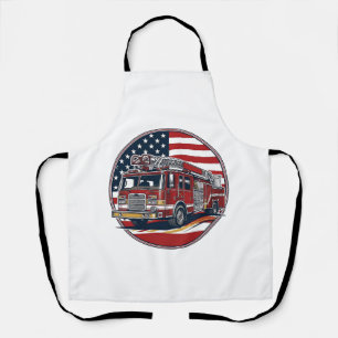 Vintage brandweervoertuig Amerikaanse vlag cirkel Schort