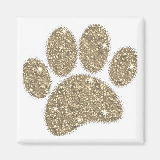 Vintage Brass Faux Glitter Dog Paw Print Magnet Magneet