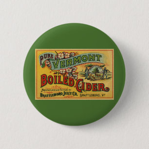 Vintage Brattleboro Jelly Boiled Cider Vermont Ronde Button 5,7 Cm