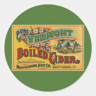 Vintage Brattleboro Jelly Boiled Cider Vermont Ronde Sticker