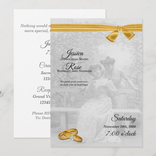 Vintage Brides Gay Faire-part de mariage (Devant / Derrière)