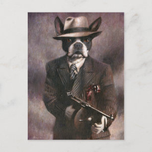 Vintage Briefkaart Gangster Boston Terrier uit 193
