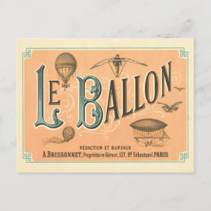 Vintage briefkaart Parijs Ballon