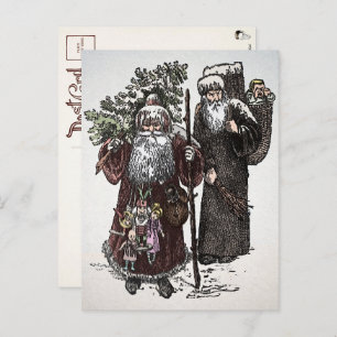 Vintage Briefkaart Santa en Pere Fouettard