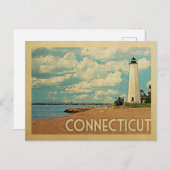 Vintage Briefkaart van Connecticut Lighthouse (Voorkant / Achterkant)