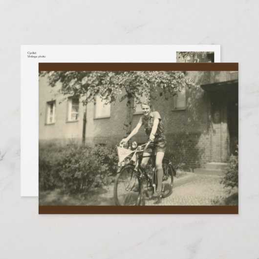 Vintage briefkaart van fietser (Voorkant / Achterkant)