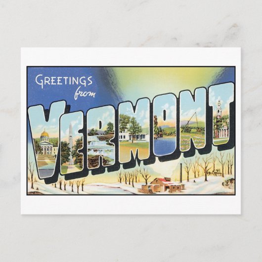 Vintage Briefkaart Vermont (Voorkant)