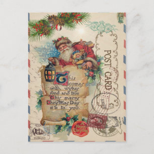 Vintage-Briefkaart voor kerstmis Feestdagenkaart