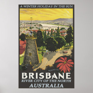 Vintage Brisbane Australië Reisposter Print