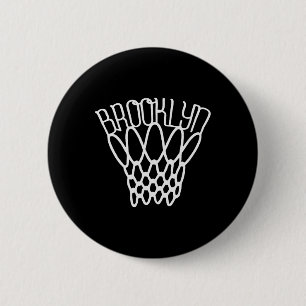 Vintage Brooklyn City New York Basketbal Net Spel Ronde Button 5,7 Cm
