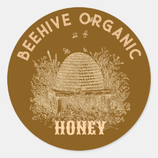 Vintage Brown Beehive  Ronde Sticker