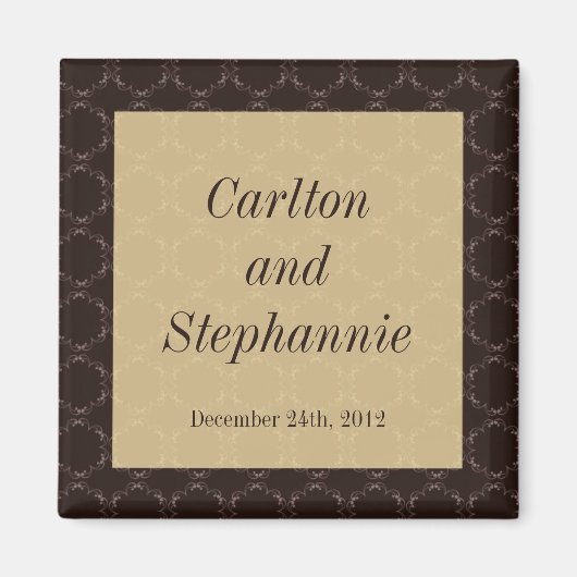 Vintage Brown/Creme Mariage Aimant Favoriser (Devant)