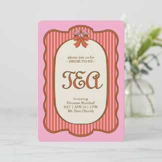 Vintage Bruids-Theepartij | Roze & Rood Kaart