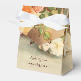 Vintage bruiloft, Antiek Rozen Bloemen Stilleven Bedankdoosjes