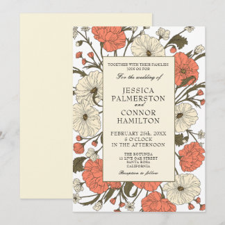 Vintage bruiloft Art Nouveau Floral Kaart