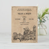 Vintage bruiloft kaart (Staand voorkant)