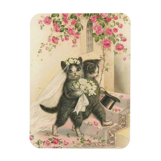 Vintage bruiloft katten, magneet (Verticaal)