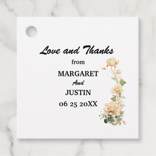 Vintage bruiloft Lotus Bloem Bedankjes Labels (Voorkant)