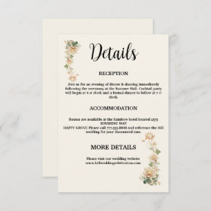 Vintage bruiloft Lotus bloem Informatiekaartje