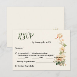 Vintage bruiloft Lotus Bloem RSVP Kaartje