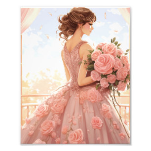 Vintage bruiloft met bruid foto afdruk