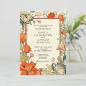 Vintage bruiloft retro bloemen kaart (Staand voorkant)