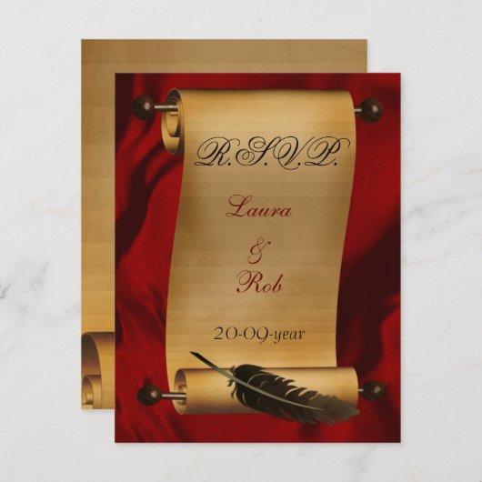 vintage bruiloft rsvp - kaarten (Voorkant / Achterkant)