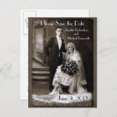 Vintage bruiloft Save the date Briefkaart (Voorkant / Achterkant)