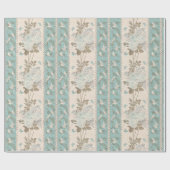 Vintage bruiloft turquoise bloemenduiven vlinders cadeaupapier (Vlak)