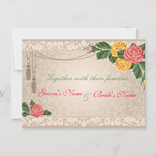 Vintage bruiloft-uitnodiging kaart (Voorkant)