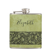 Vintage bruiloft, Victoriaans bloemenrol Heupfles (Voorkant)