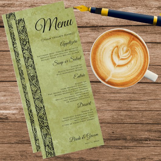 Vintage bruiloft, Victoriaans bloemenrol Menu