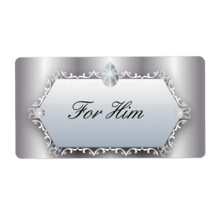 Vintage bruiloft voor hem parel zilver romantisch etiket