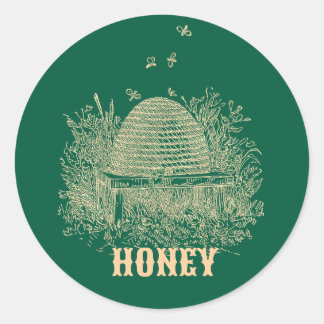 Vintage Bruine Bijenkorf  Ronde Sticker