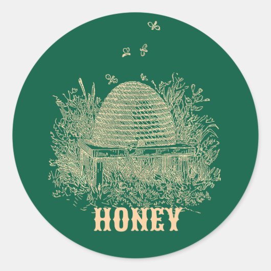 Vintage Bruine Bijenkorf Ronde Sticker (Voorkant)